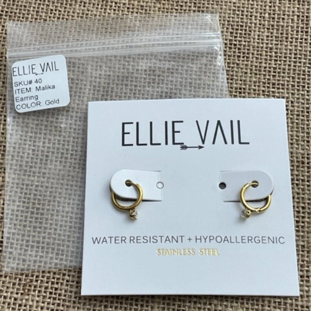 Ellie Vail Huggie CZ Earrings in Gold-Brand New!
